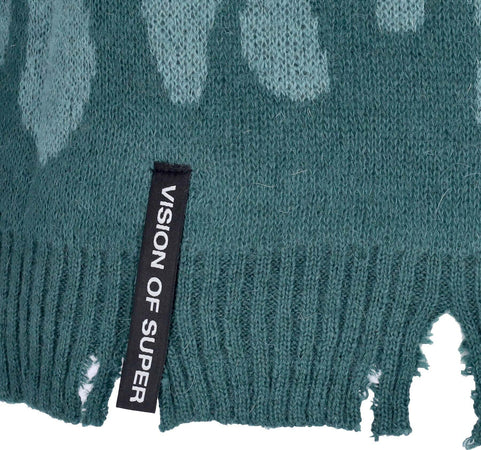 VISION-OF-SUPER-Maglione-Uomo-Double-Flames-L/s-Jumper-Balsam-Green-da-uomo