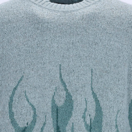VISION-OF-SUPER-Maglione-Uomo-Double-Flames-L/s-Jumper-Balsam-Green-da-uomo