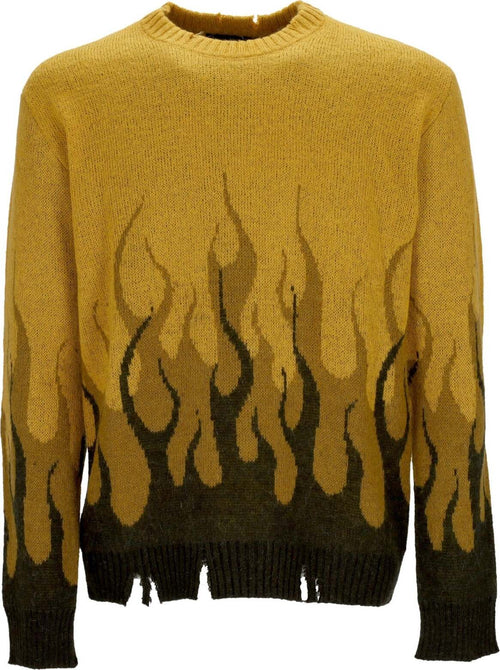 VISION-OF-SUPER-Maglione-Uomo-Double-Flames-L/s-Jumper-Plantation-da-uomo