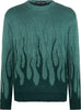 VISION-OF-SUPER-Maglione-Uomo-Jacquard-Flames-Jumper-Balsam-Green-da-uomo