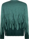 VISION-OF-SUPER-Maglione-Uomo-Jacquard-Flames-Jumper-Balsam-Green-da-uomo