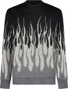 VISION-OF-SUPER-Maglione-Uomo-Jacquard-Flames-Jumper-Black/grey-da-uomo
