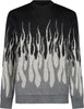 VISION-OF-SUPER-Maglione-Uomo-Jacquard-Flames-Jumper-Black/grey-da-uomo