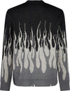 VISION-OF-SUPER-Maglione-Uomo-Jacquard-Flames-Jumper-Black/grey-da-uomo