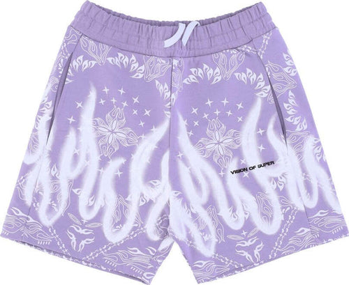 VISION-OF-SUPER-Pantalone-Corto-Tuta-Uomo-Bandana-Print-Shorts-Purple-da-uomo