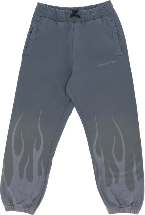 VISION-OF-SUPER-Pantalone-Tuta-Felpato-Uomo-Corrosive-Flames-Pants-Balsam-Green-da-uomo