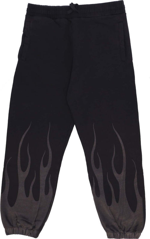 VISION-OF-SUPER-Pantalone-Tuta-Felpato-Uomo-Corrosive-Flames-Pants-Black-da-uomo