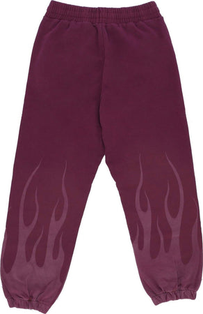 VISION-OF-SUPER-Pantalone-Tuta-Felpato-Uomo-Corrosive-Flames-Pants-Grape-Wine-da-uomo