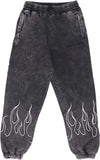 VISION-OF-SUPER-Pantalone-Tuta-Felpato-Uomo-Embroidered-Flames-Pants-Grey-da-uomo