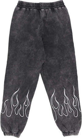 VISION-OF-SUPER-Pantalone-Tuta-Felpato-Uomo-Embroidered-Flames-Pants-Grey-da-uomo