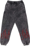 VISION-OF-SUPER-Pantalone-Tuta-Felpato-Uomo-Embroidered-Flames-Pants-Grey/red-da-uomo