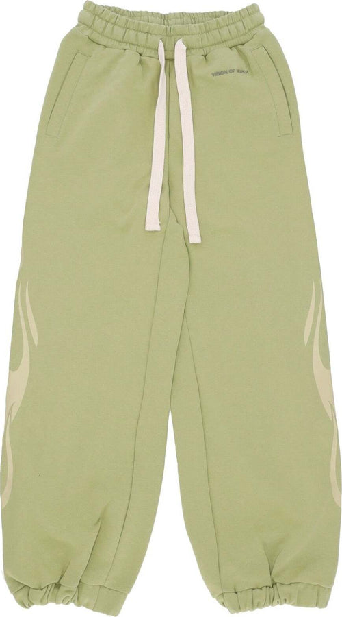 VISION-OF-SUPER-Pantalone-Tuta-Leggero-Donna-Flames-Pants-Green/off-White-da-donna