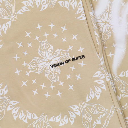 VISION-OF-SUPER-Pantalone-Tuta-Leggero-Uomo-Bandana-Print-Pants-Beige-da-uomo
