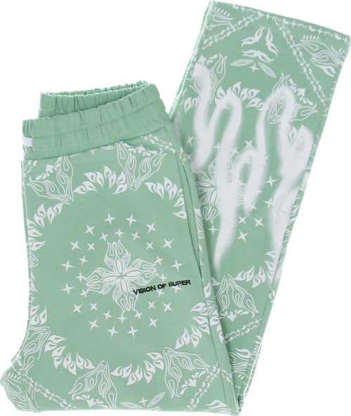 VISION-OF-SUPER-Pantalone-Tuta-Leggero-Uomo-Bandana-Print-Pants-Green-da-uomo