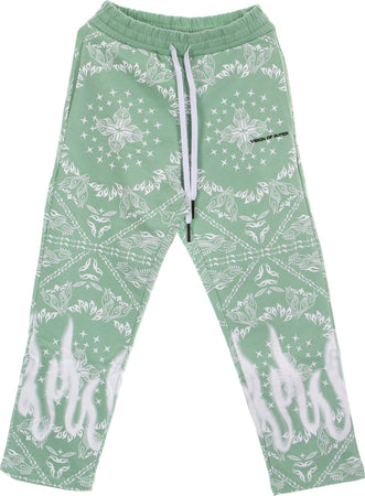 VISION-OF-SUPER-Pantalone-Tuta-Leggero-Uomo-Bandana-Print-Pants-Green-da-uomo