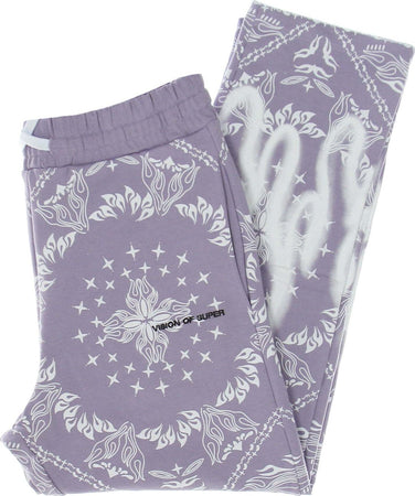 VISION-OF-SUPER-Pantalone-Tuta-Leggero-Uomo-Bandana-Print-Pants-Lilac-da-uomo