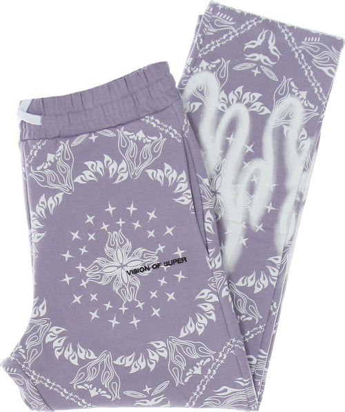 VISION-OF-SUPER-Pantalone-Tuta-Leggero-Uomo-Bandana-Print-Pants-Lilac-da-uomo