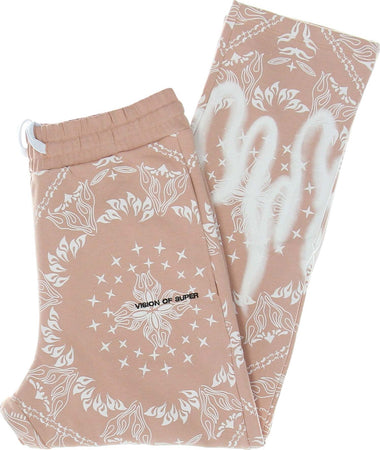 VISION-OF-SUPER-Pantalone-Tuta-Leggero-Uomo-Bandana-Print-Pants-Pink-da-uomo