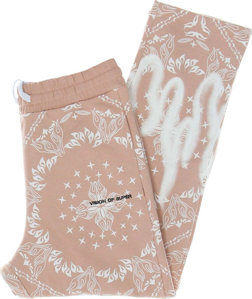 VISION-OF-SUPER-Pantalone-Tuta-Leggero-Uomo-Bandana-Print-Pants-Pink-da-uomo