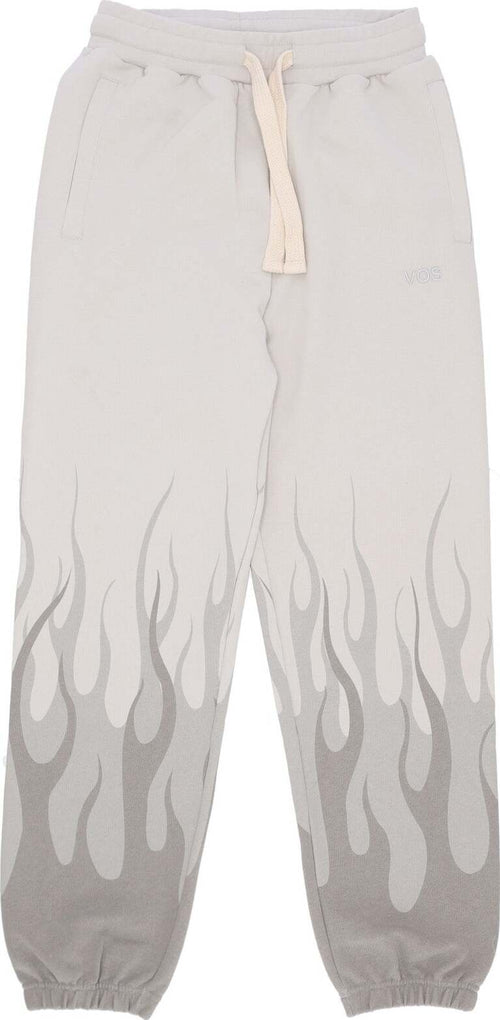 VISION-OF-SUPER-Pantalone-Tuta-Leggero-Uomo-Double-Flames-Pants-Lunar-Rock-da-uomo