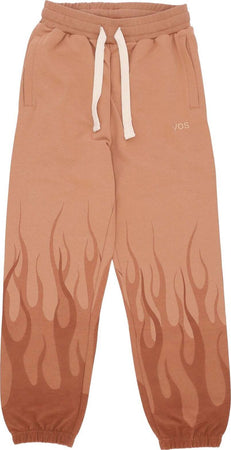 VISION-OF-SUPER-Pantalone-Tuta-Leggero-Uomo-Double-Flames-Pants-Terracotta-da-uomo