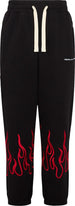 VISION-OF-SUPER-Pantalone-Tuta-Leggero-Uomo-Embroidered-Flames-Pants-Black/red-da-uomo