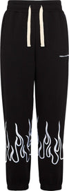 VISION-OF-SUPER-Pantalone-Tuta-Leggero-Uomo-Embroidered-Flames-Pants-Black/white-da-uomo