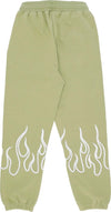 VISION-OF-SUPER-Pantalone-Tuta-Leggero-Uomo-Embroidery-Flame-Pants-Green-da-uomo