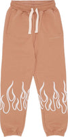 VISION-OF-SUPER-Pantalone-Tuta-Leggero-Uomo-Embroidery-Flame-Pants-Terracotta-da-uomo