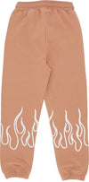 VISION-OF-SUPER-Pantalone-Tuta-Leggero-Uomo-Embroidery-Flame-Pants-Terracotta-da-uomo