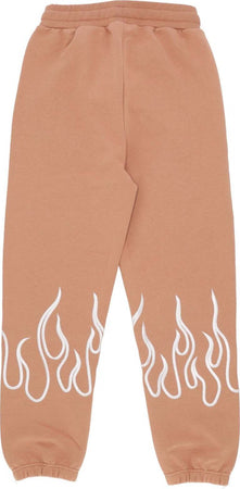 VISION-OF-SUPER-Pantalone-Tuta-Leggero-Uomo-Embroidery-Flame-Pants-Terracotta-da-uomo