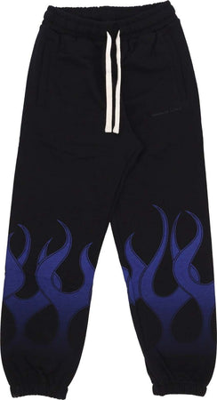 VISION-OF-SUPER-Pantalone-Tuta-Leggero-Uomo-Flames-Pants-Black/blue-da-uomo