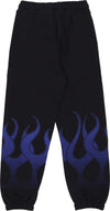 VISION-OF-SUPER-Pantalone-Tuta-Leggero-Uomo-Flames-Pants-Black/blue-da-uomo