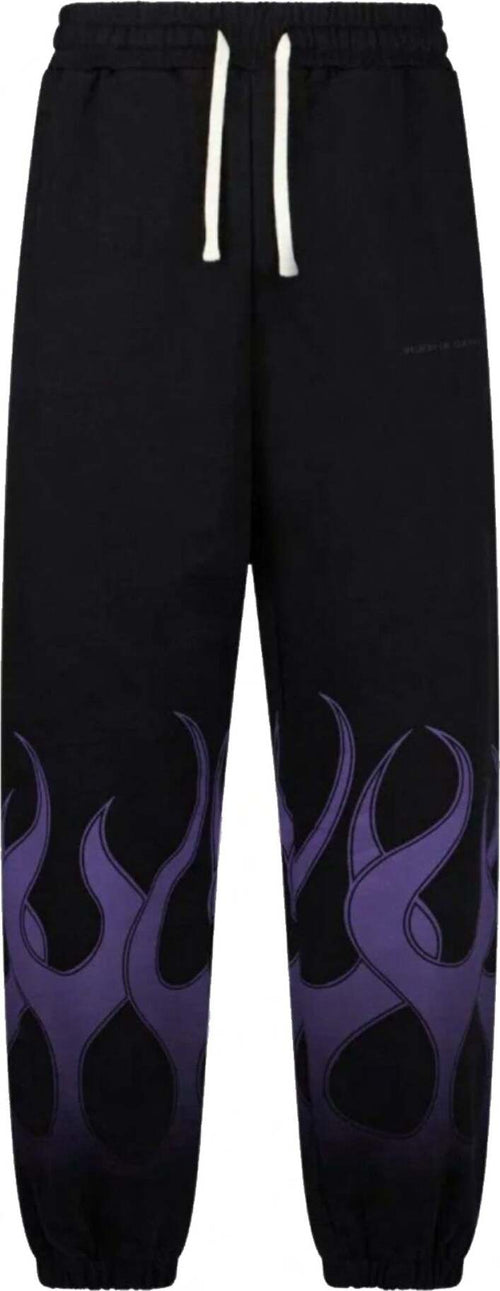 VISION-OF-SUPER-Pantalone-Tuta-Leggero-Uomo-Flames-Pants-Black/purple-da-uomo