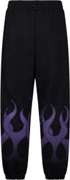 VISION-OF-SUPER-Pantalone-Tuta-Leggero-Uomo-Flames-Pants-Black/purple-da-uomo