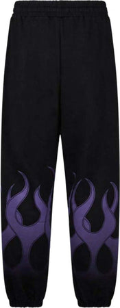 VISION-OF-SUPER-Pantalone-Tuta-Leggero-Uomo-Flames-Pants-Black/purple-da-uomo