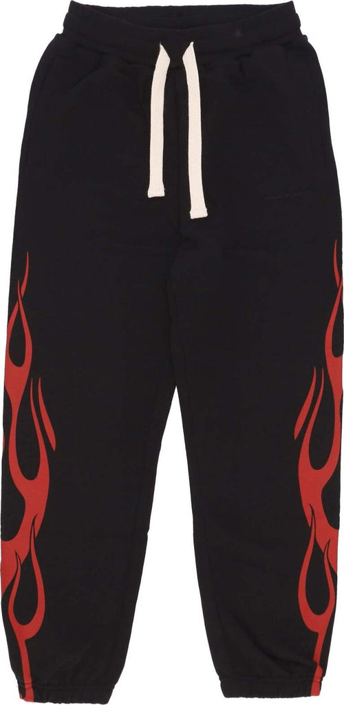 VISION-OF-SUPER-Pantalone-Tuta-Leggero-Uomo-Flames-Pants-Black/red-da-uomo