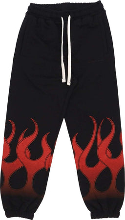 VISION-OF-SUPER-Pantalone-Tuta-Leggero-Uomo-Flames-Pants-Black/red-da-uomo