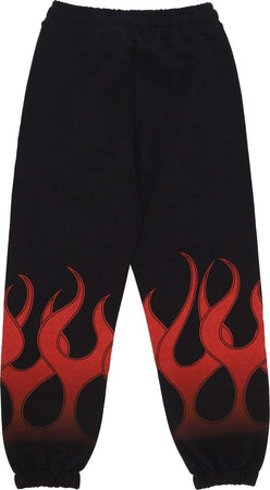VISION-OF-SUPER-Pantalone-Tuta-Leggero-Uomo-Flames-Pants-Black/red-da-uomo