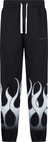 VISION-OF-SUPER-Pantalone-Tuta-Leggero-Uomo-Flames-Pants-Black/white-da-uomo