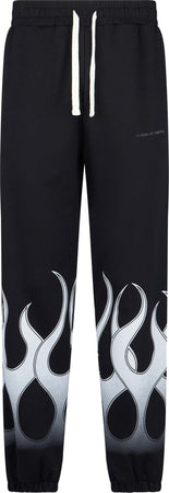 VISION-OF-SUPER-Pantalone-Tuta-Leggero-Uomo-Flames-Pants-Black/white-da-uomo