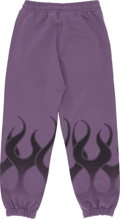 VISION-OF-SUPER-Pantalone-Tuta-Leggero-Uomo-Flames-Pants-Purple/black-da-uomo