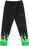 VISION-OF-SUPER-Pantalone-Tuta-Leggero-Uomo-Green-Shaded-Flames-Pants-Black/green-da-uomo