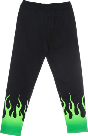 VISION-OF-SUPER-Pantalone-Tuta-Leggero-Uomo-Green-Shaded-Flames-Pants-Black/green-da-uomo