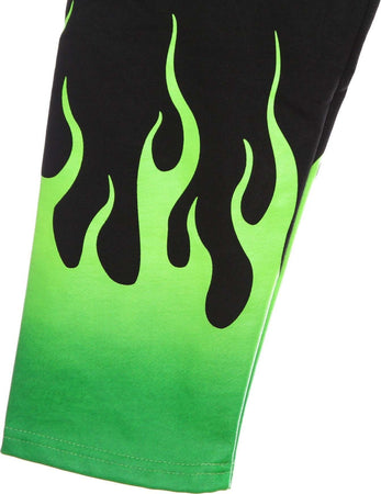 VISION-OF-SUPER-Pantalone-Tuta-Leggero-Uomo-Green-Shaded-Flames-Pants-Black/green-da-uomo