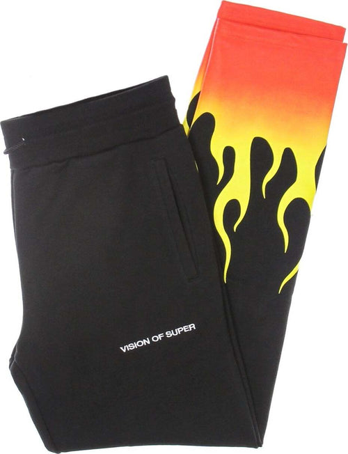 VISION-OF-SUPER-Pantalone-Tuta-Leggero-Uomo-Red-Shaded-Flames-Pants-Black/red-da-uomo