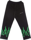 VISION-OF-SUPER-Pantalone-Tuta-Leggero-Uomo-Spray-Flames-Pants-Black/green-da-uomo