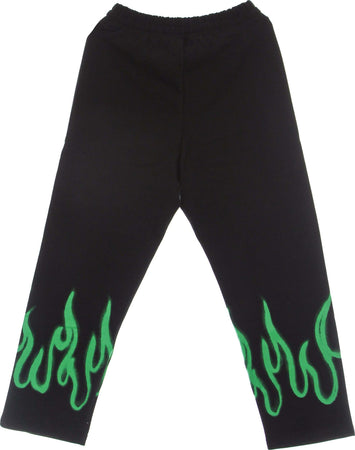 VISION-OF-SUPER-Pantalone-Tuta-Leggero-Uomo-Spray-Flames-Pants-Black/green-da-uomo