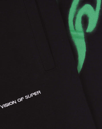 VISION-OF-SUPER-Pantalone-Tuta-Leggero-Uomo-Spray-Flames-Pants-Black/green-da-uomo