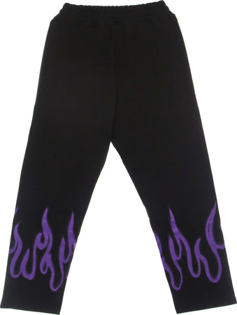 VISION-OF-SUPER-Pantalone-Tuta-Leggero-Uomo-Spray-Flames-Pants-Black/purple-da-uomo
